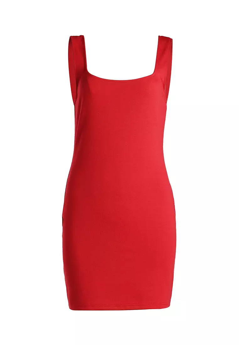 Slim Fit Mini Dress In Burgundy