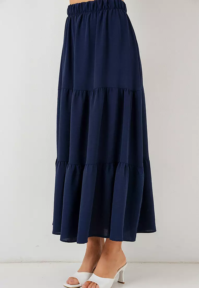 Women's Ayrobin Long Skirt 8048 - Navy Blue