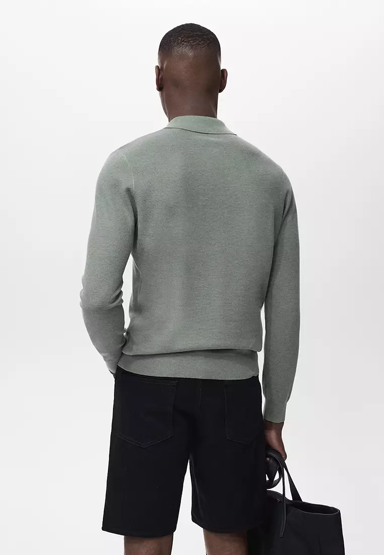 Micro-Structured Cotton Polo Shirt