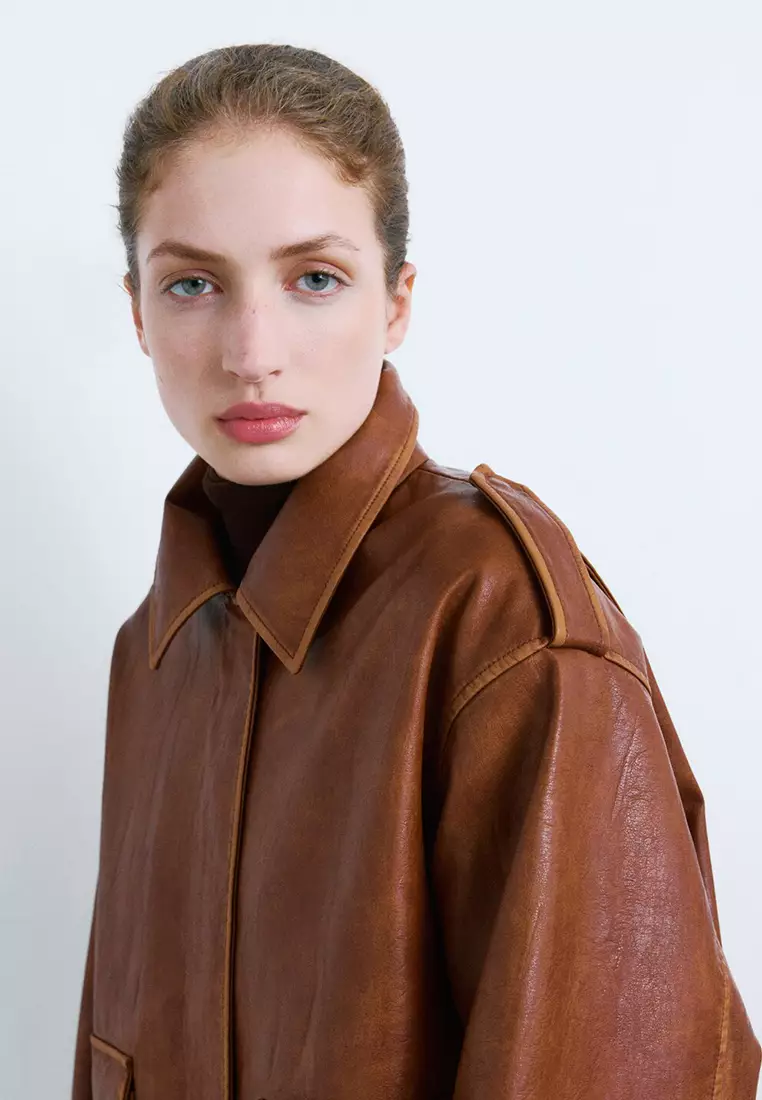 Oversized Jacket With Borg Collar