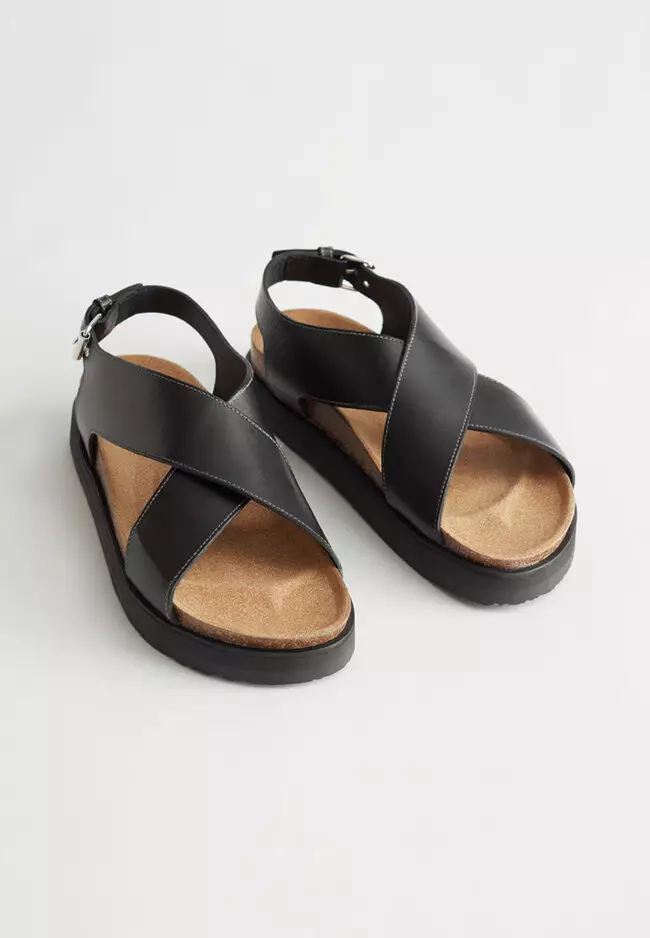 Buy u0026 Other Stories Criss-Cross Leather Sandals in Black 2024 Online |  ZALORA Singapore