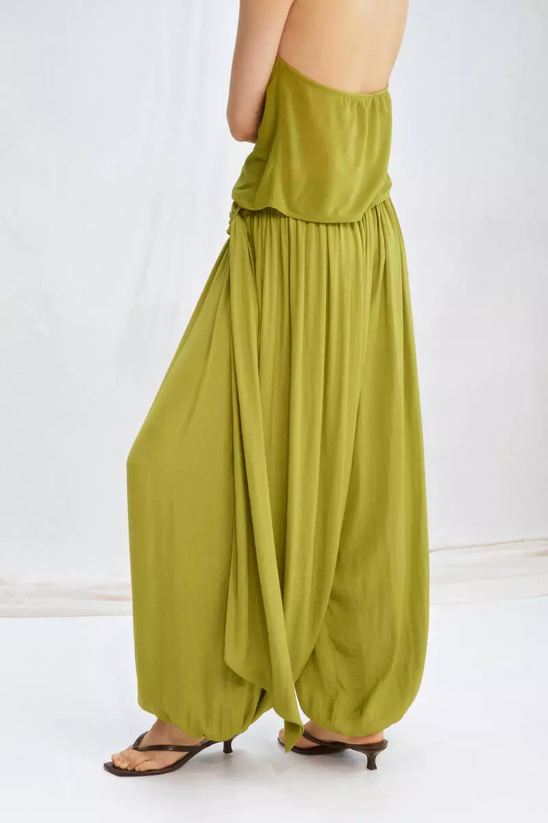 Draped-panel balloon trousers