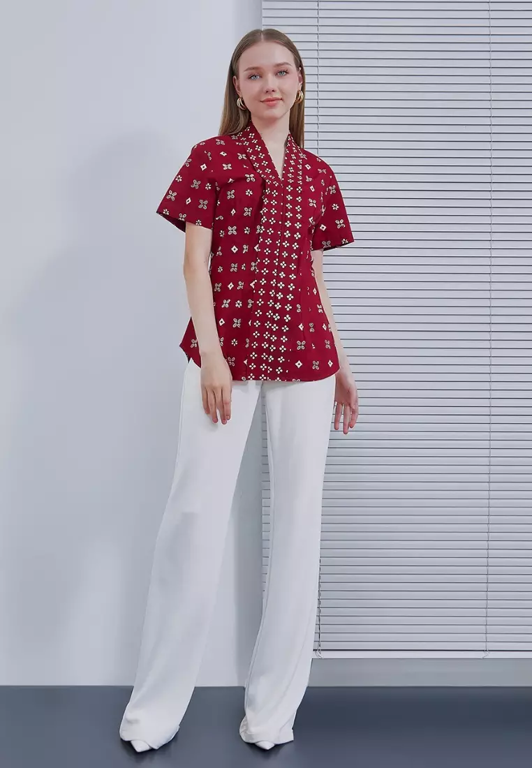 Nayara Atasan Kebaya Modern Kamelia Maroon