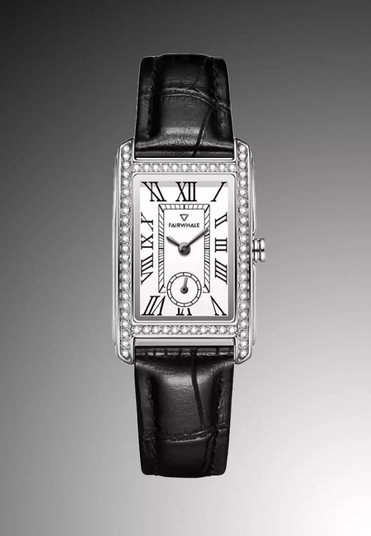 Zalora Exclusive item - Ladies Stainless Steel Quartz Watch, Black Leather Strap