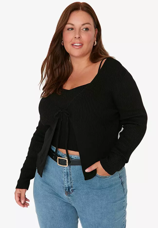 Trendyol Plus Size Cami Top Cardigan Set 2024 Buy Trendyol
