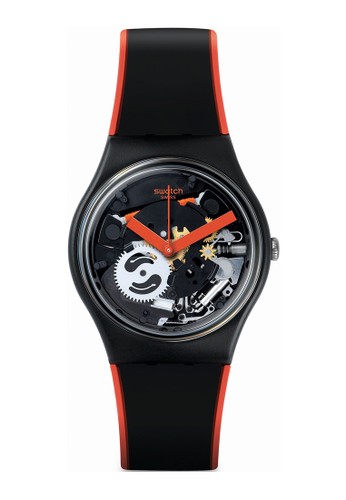 Jual Swatch Swatch Red Frame Jam Tangan - Black Orange 