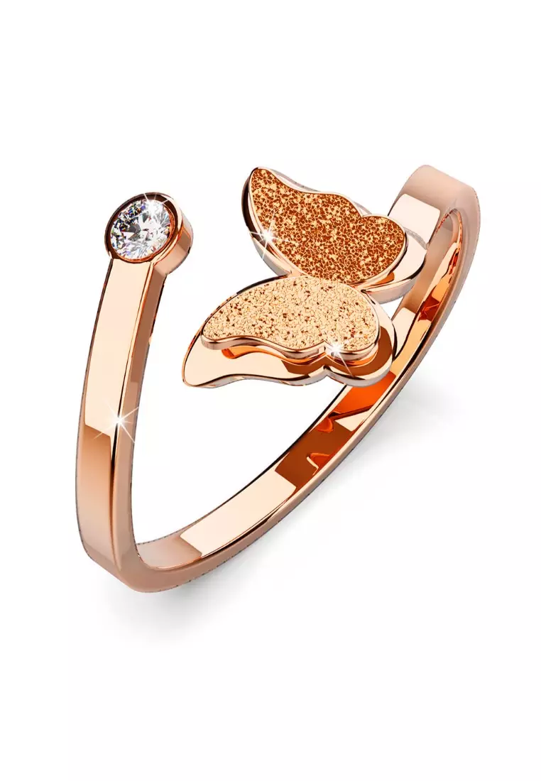 Gold diamond butterfly best sale ring