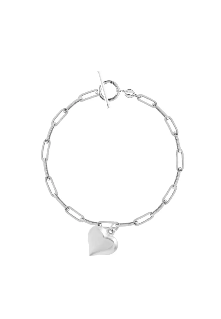 White gold bracelet with heart charm clearance