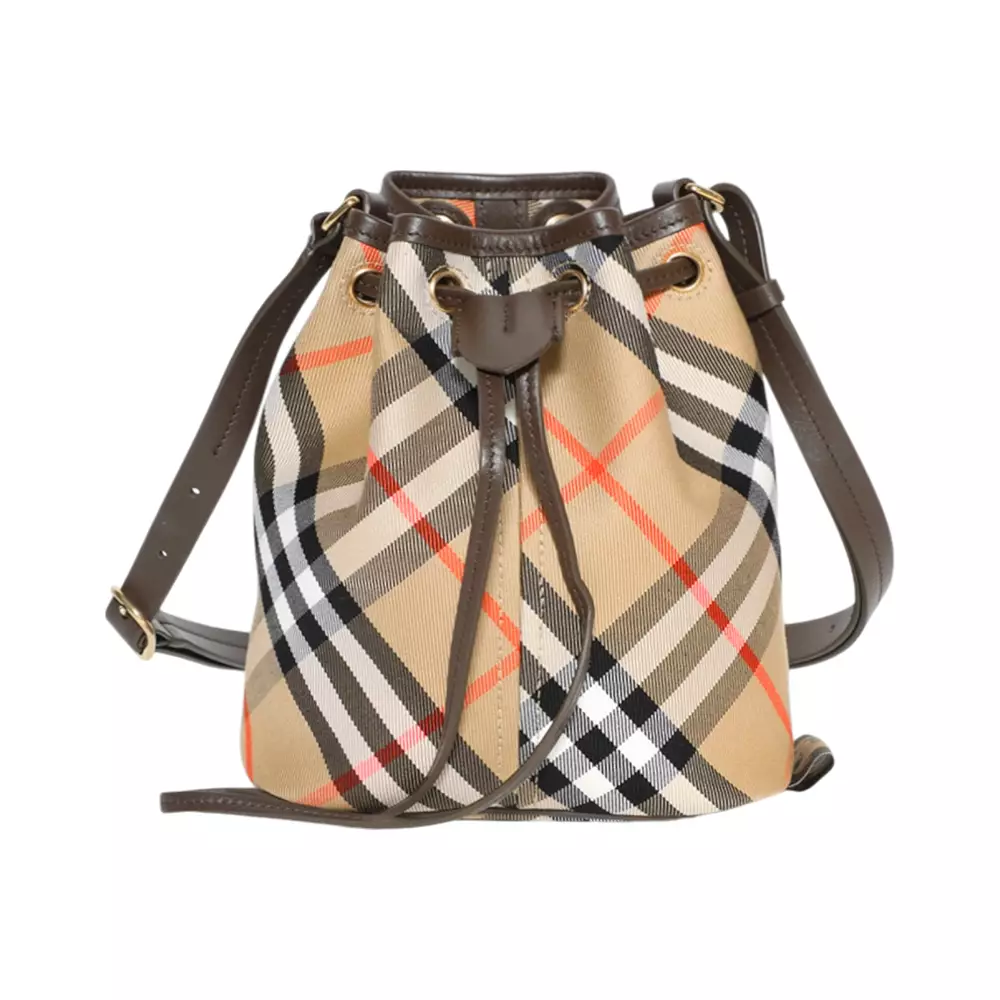 Jual Burberry Check Cotton Mini Bucket Bag Beige Original 2025