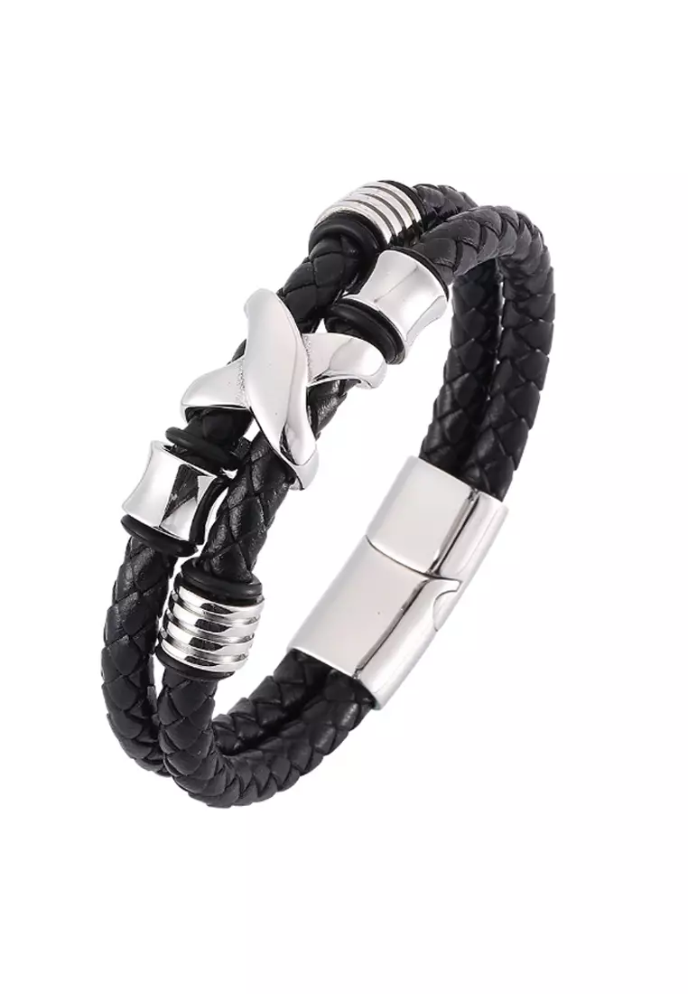Mens leather hotsell magnetic bracelets