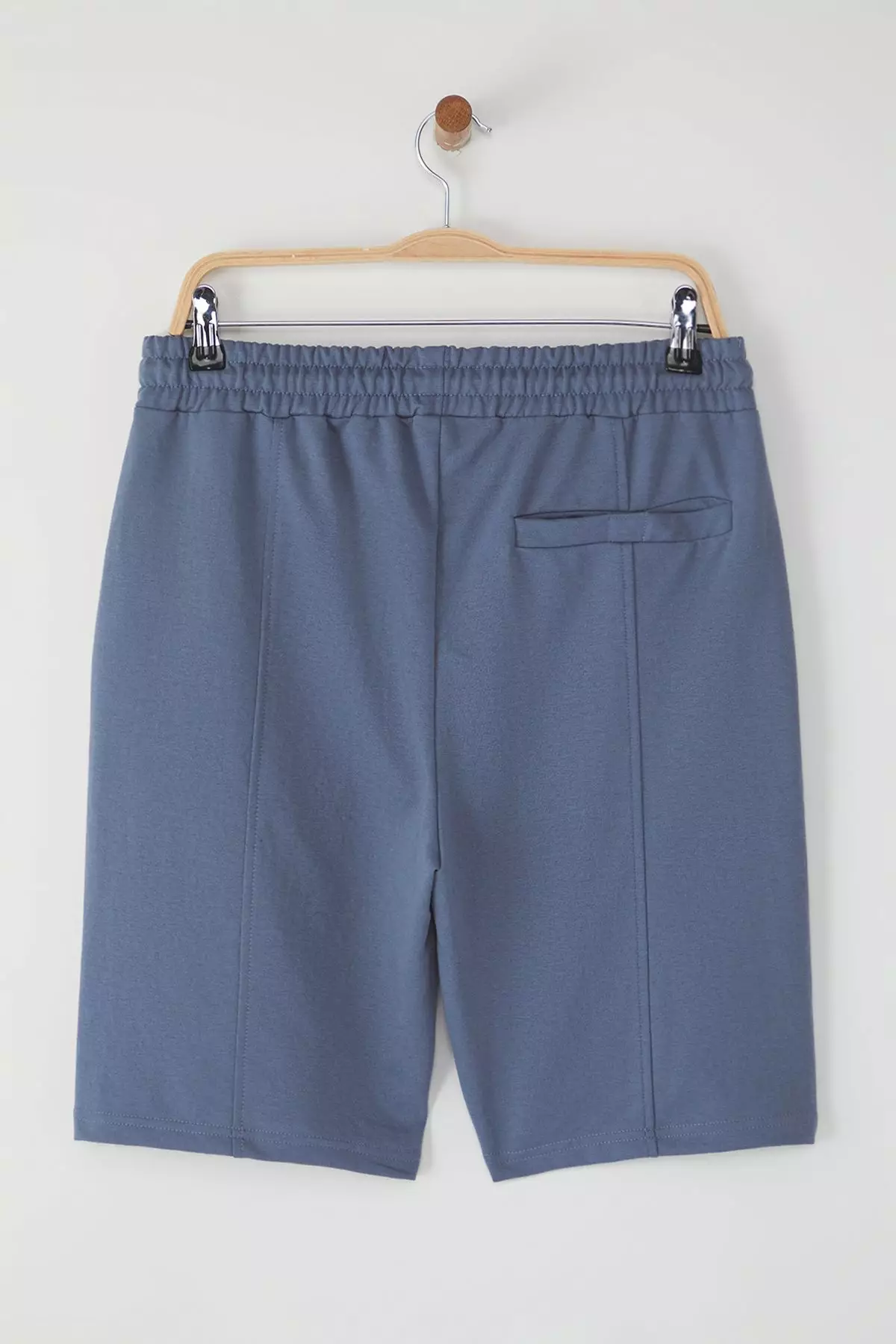 Blue Regular Cut Medium Elastic Waist Laced Stitching Detail Shorts  TMNSS20SR0070