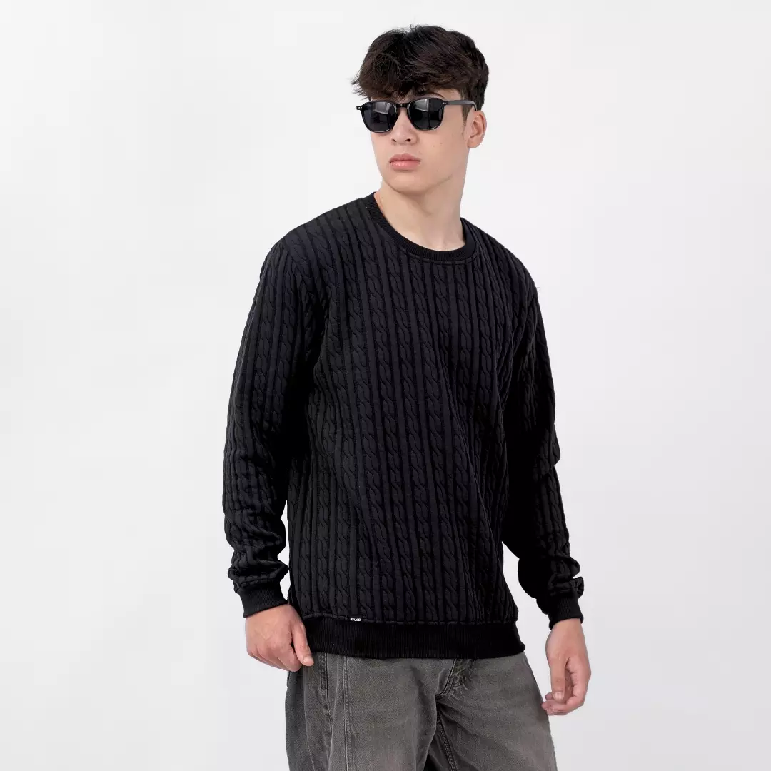 Ryusei Sweater YURA Knit Black – Sweater Knit dengan Tekstur Unik