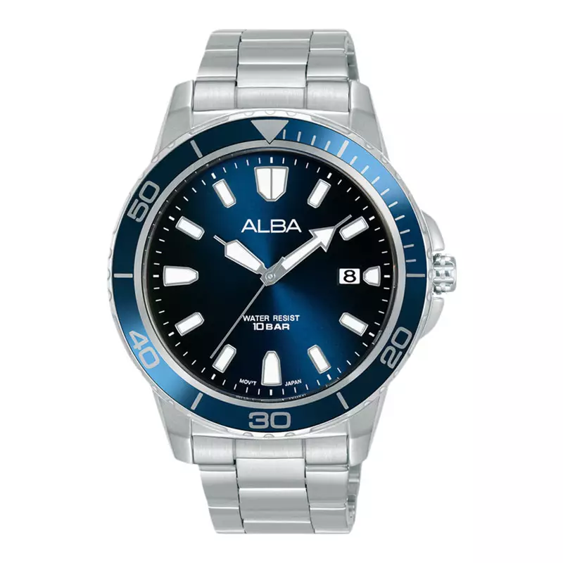 Jam Tangan Pria Alba AS9U11X1 Men Blue Dial Stainless Steel Strap