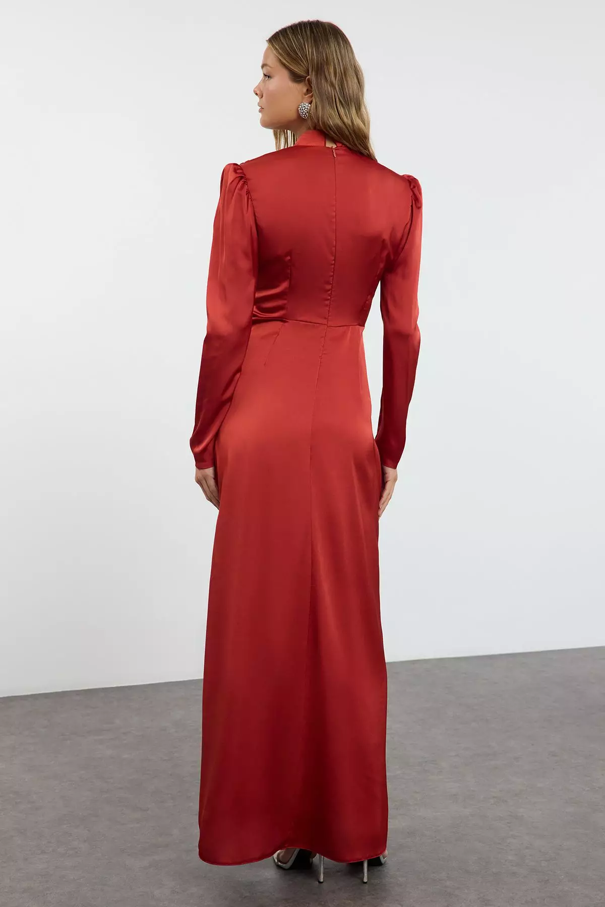 Modest Ruched Evening Maxi Dress