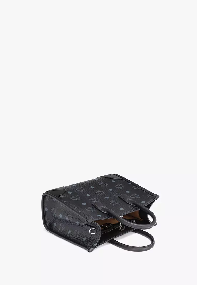 Mcm black hotsell and white tote