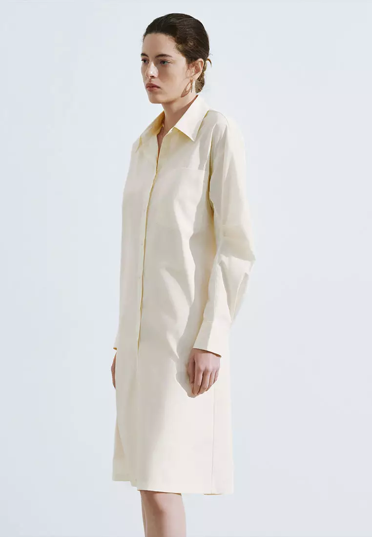 UR秋季新款女装时髦感衬衫式镂空系带连衣裙UWH740106