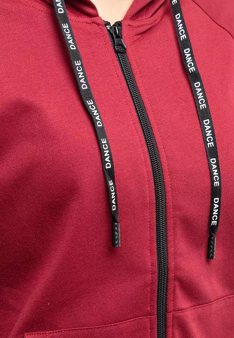 Forest Ladies Stretchable Sweatshirt Cotton Terry Hoodie Women Jacket | Jaket Perempuan - 830108-56Maroon