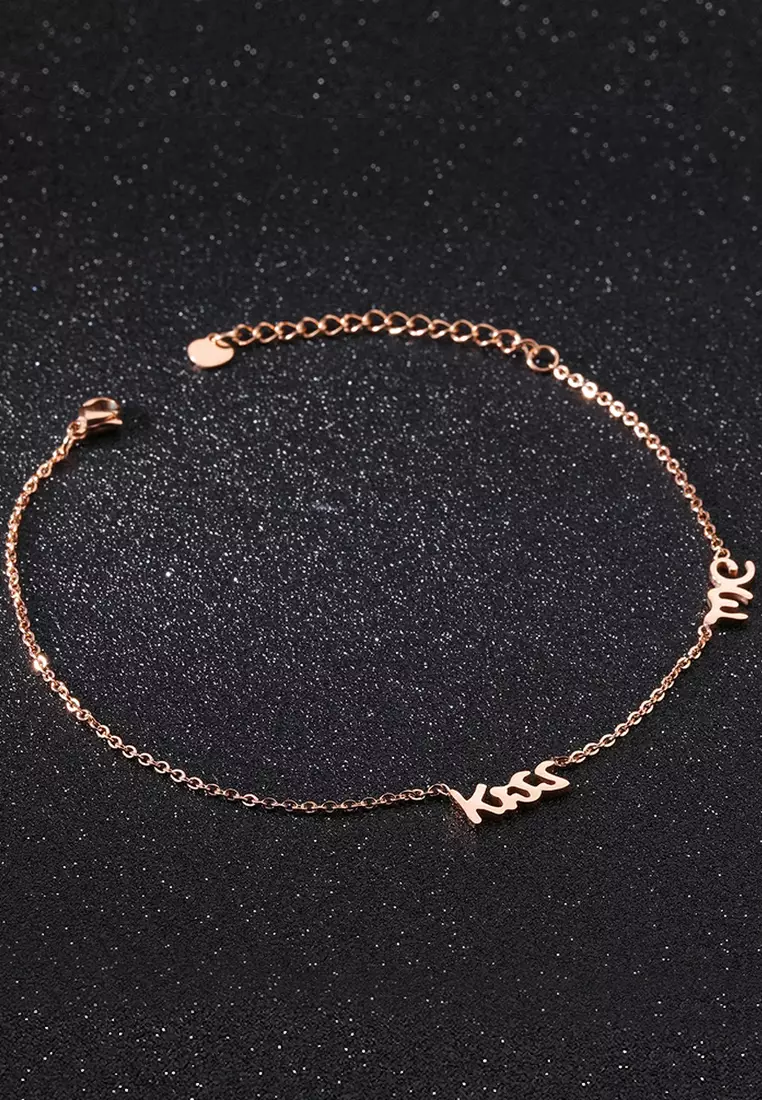Kiss Me Anklet-Rose Gold