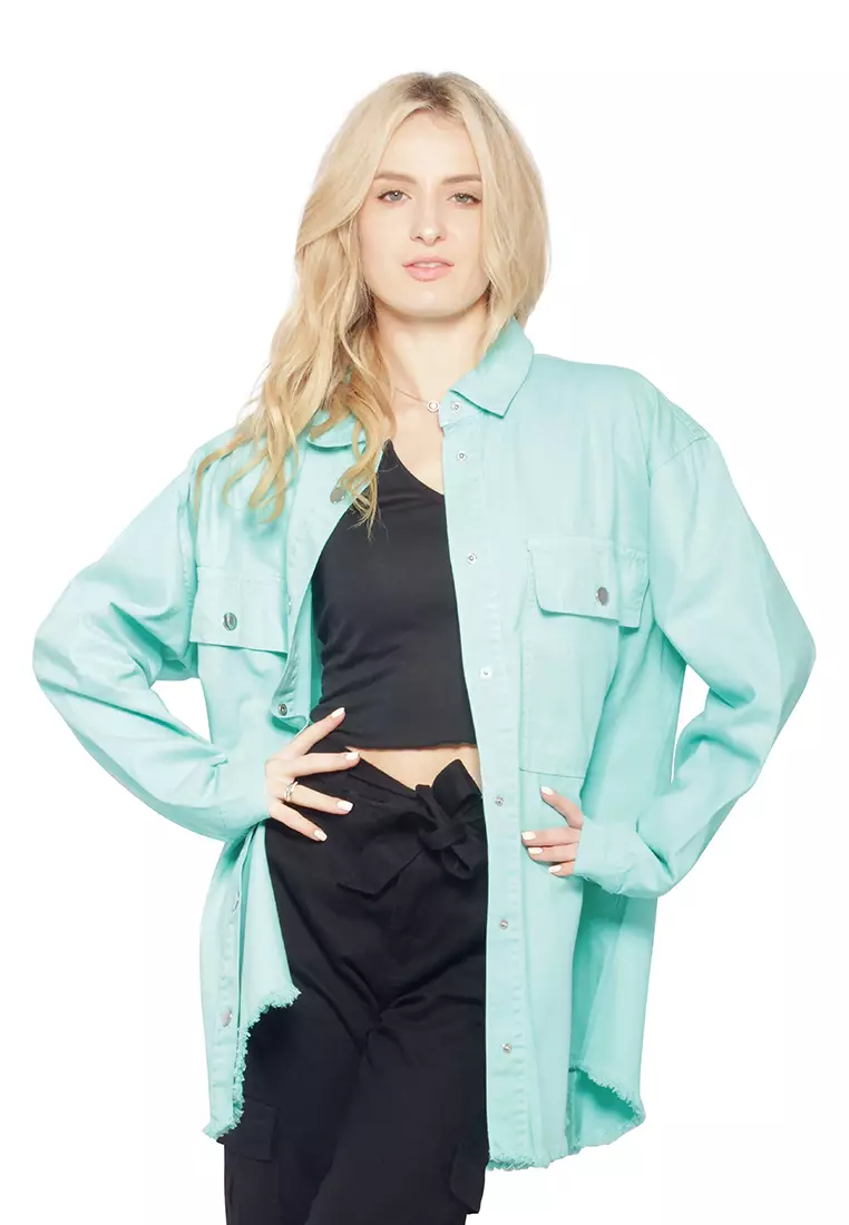 Green shacket women's Clearance
