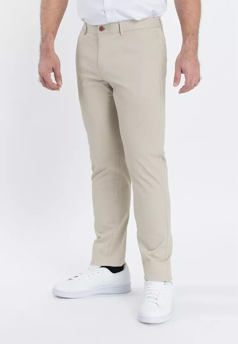 Slim Fit Chino Pants With Pocket Trim