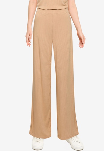 Banana Republic beige Ribbed Knit Wide Leg Pants 49337AA3BDB89AGS_1