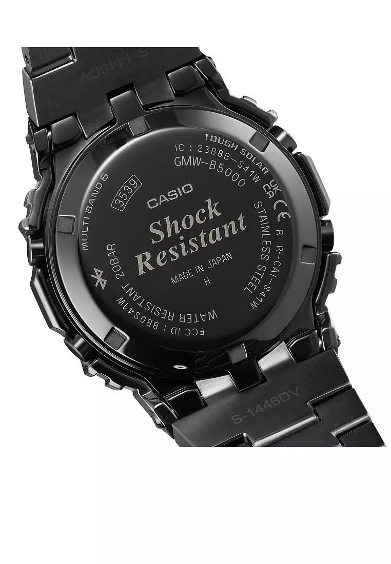 Men GMW-B5000BPC-1DR Stainless Steel Black Solar Powered