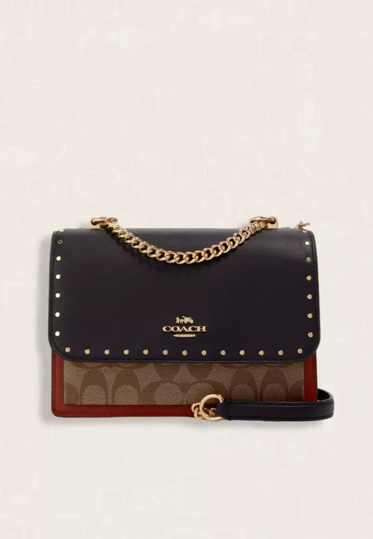 Coach Klare Crossbody In Signature Canvas With Rivets Khaki Multi