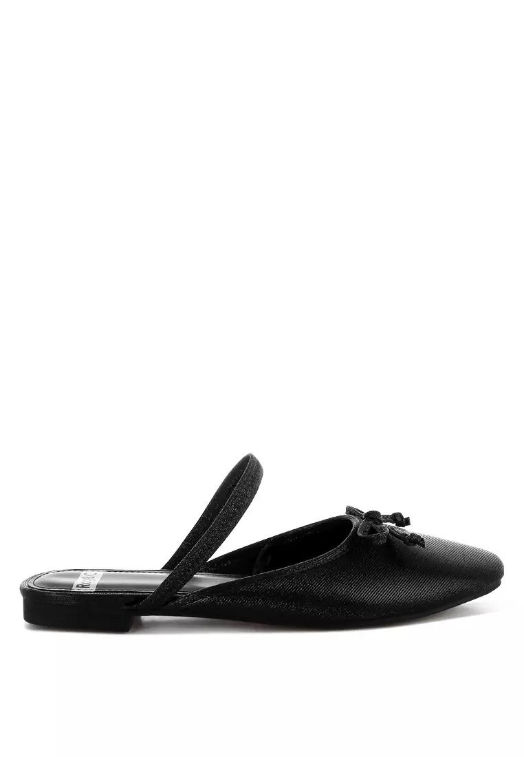 Discount on Rag & CO.  shoes - SKU: Black Glitter Ballet Mules