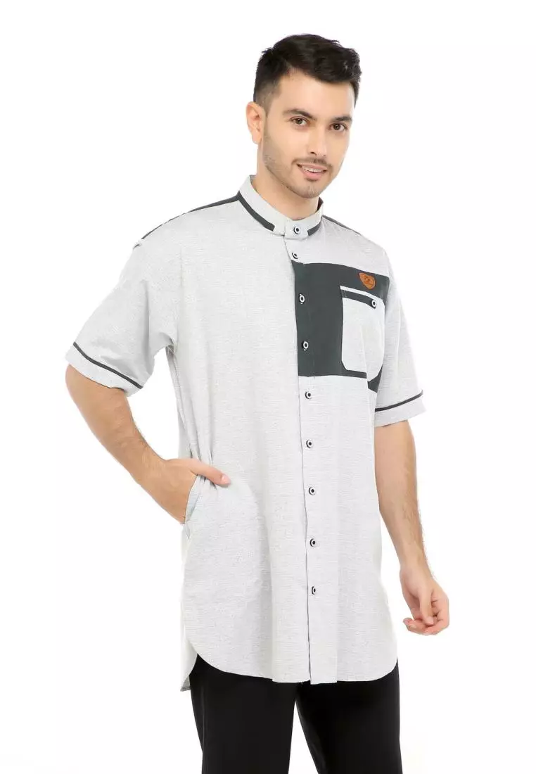 Baju Koko Gamis Muslim Pria Fawwaz - Silver