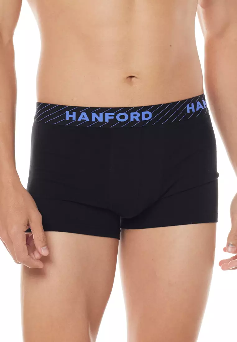 Cotton with Spandex Men's Boxer Briefs Oblique - Black/Assorted Logo (3in1 Pack)