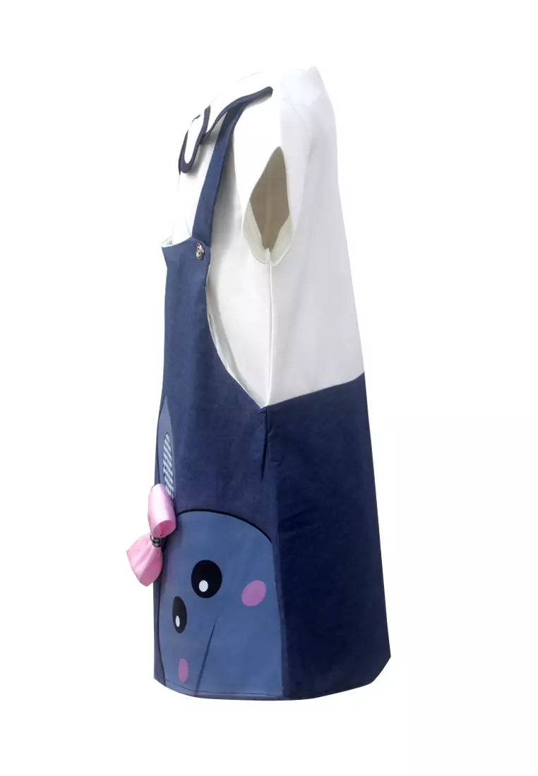 Two Mix Baju Anak Perempuan - Dress Anak Cewek Fashion Bahan Jeans Digital Print Kelinci 4094