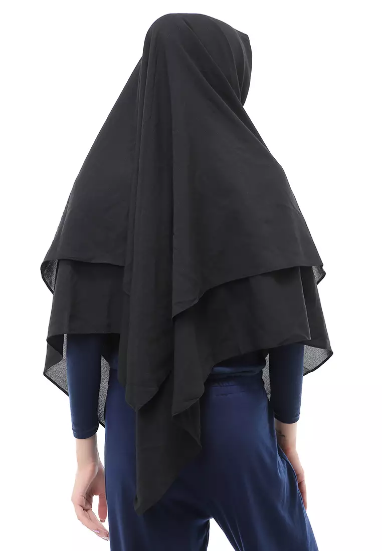 Layla Jilbab Syar'i Jumbo Motif Polos Relaxed Fit - Black