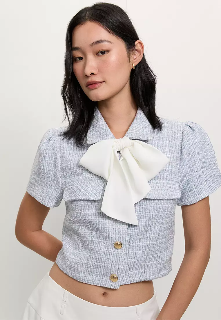 Tweed Bow Tie Top