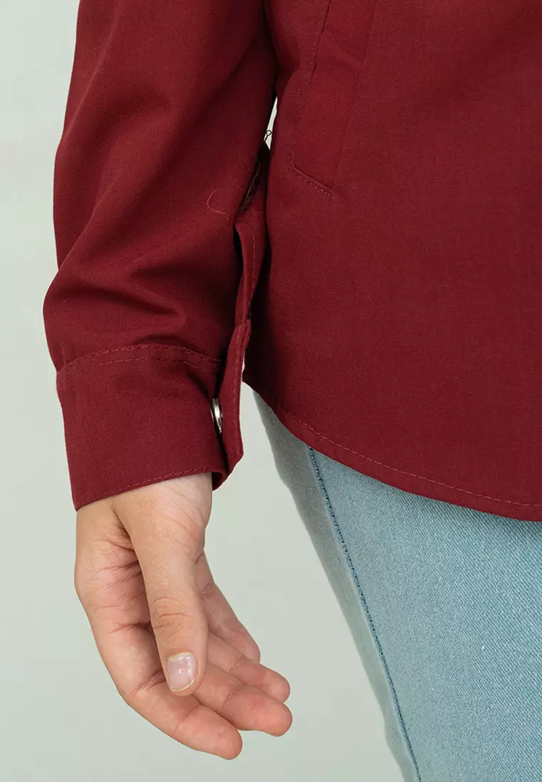 Jaket parka outer jaket wanita semi parka warna Marun unisex