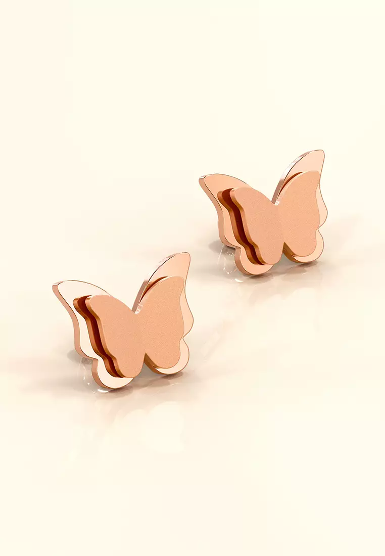 Exquisite Butterfly Earrings-Rose Gold