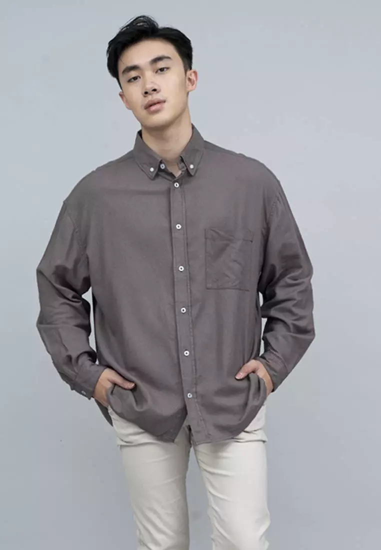 Houseofcuff Kemeja Pria Oversize/Outer Linen Look Unisex Abu Tua