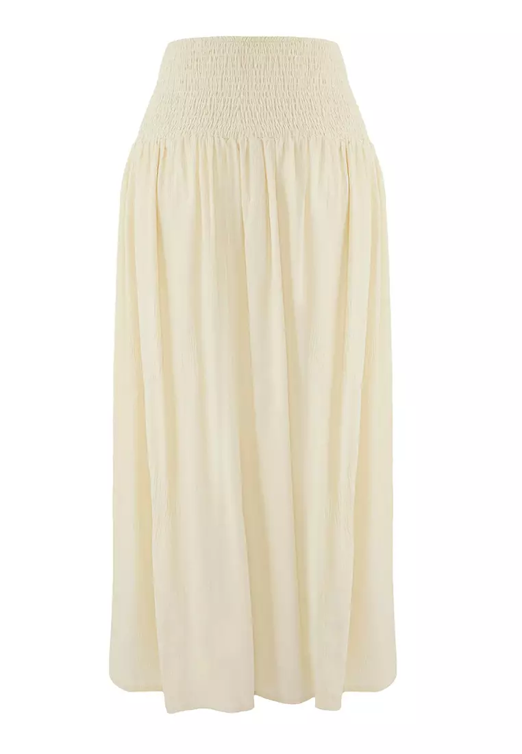 Ecru Maxi Woven Beach Skirt Tbess25Et00012