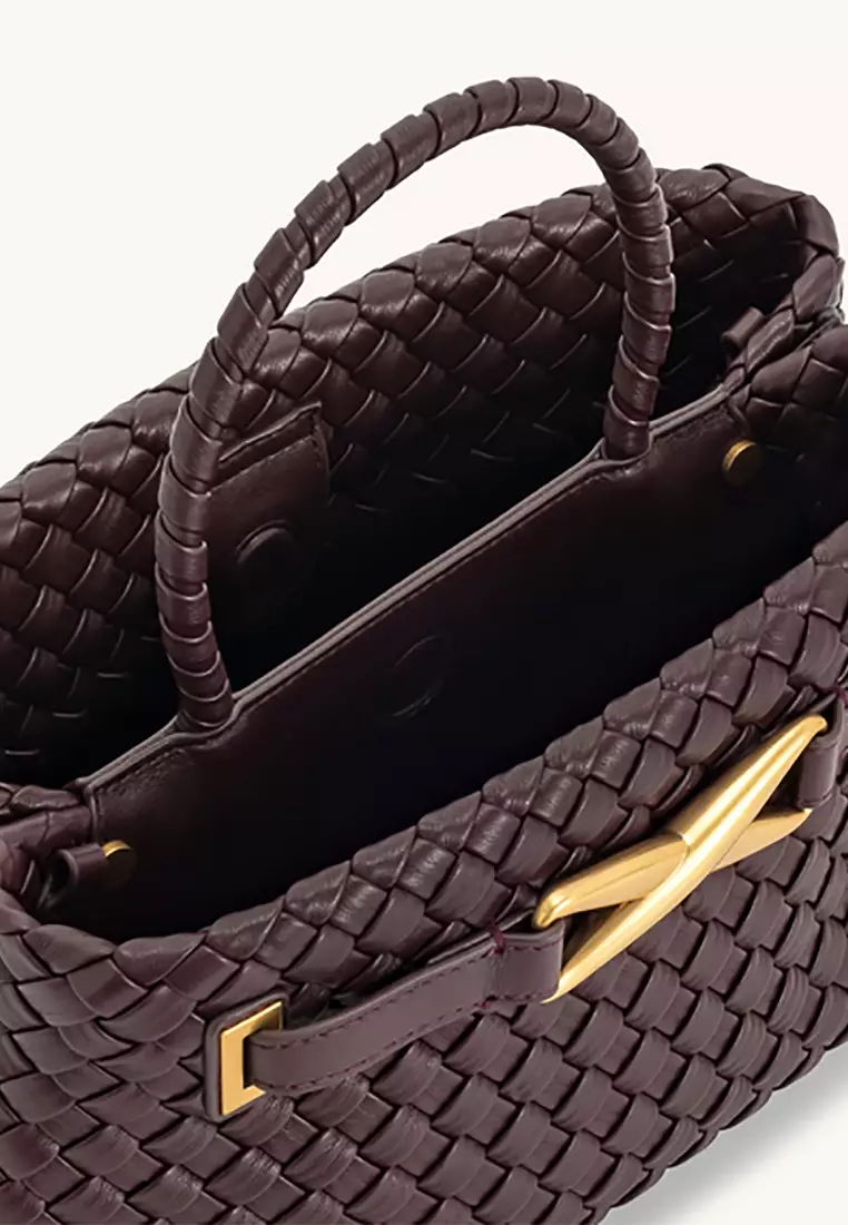 Elora Woven Tote Bag - Burgundy