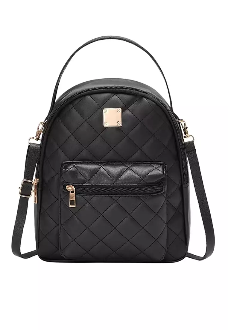 Quilted leather backpack purse store