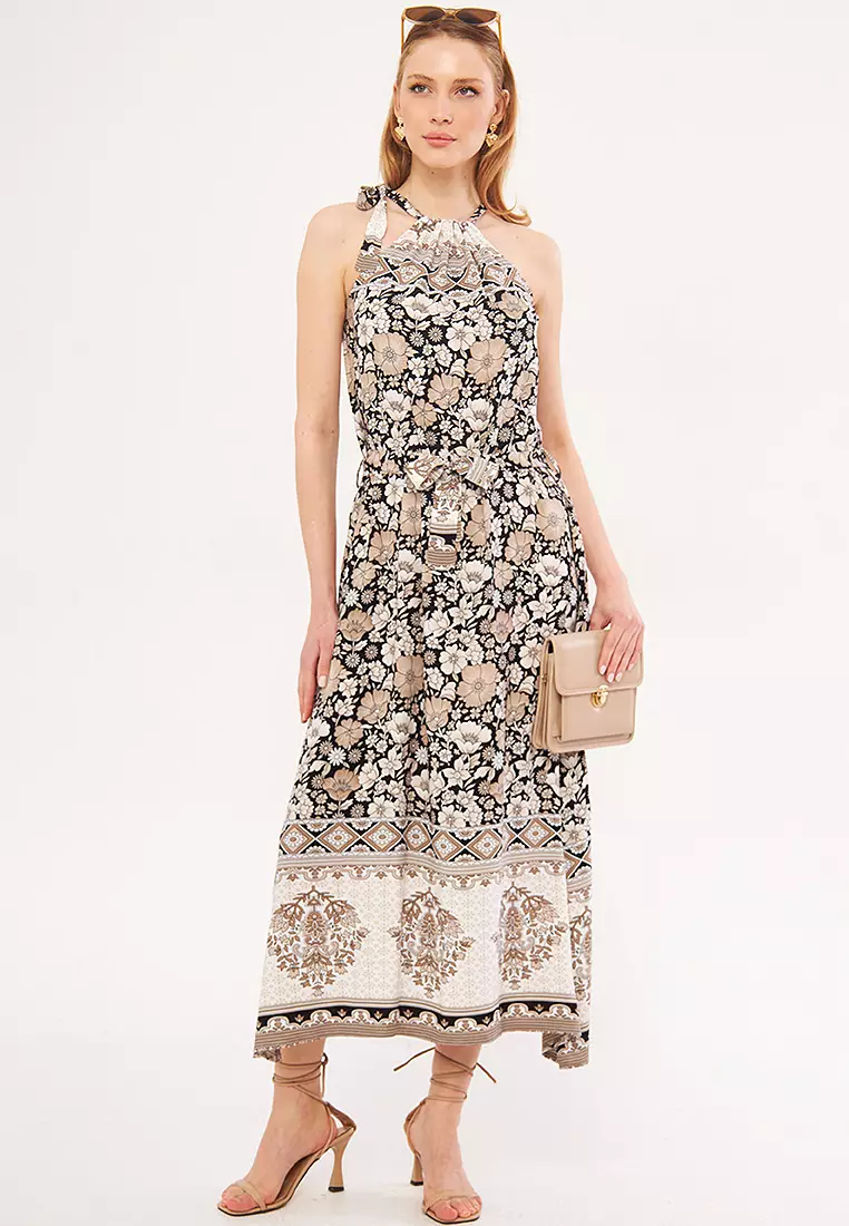 Floral Belted Maxi Dress