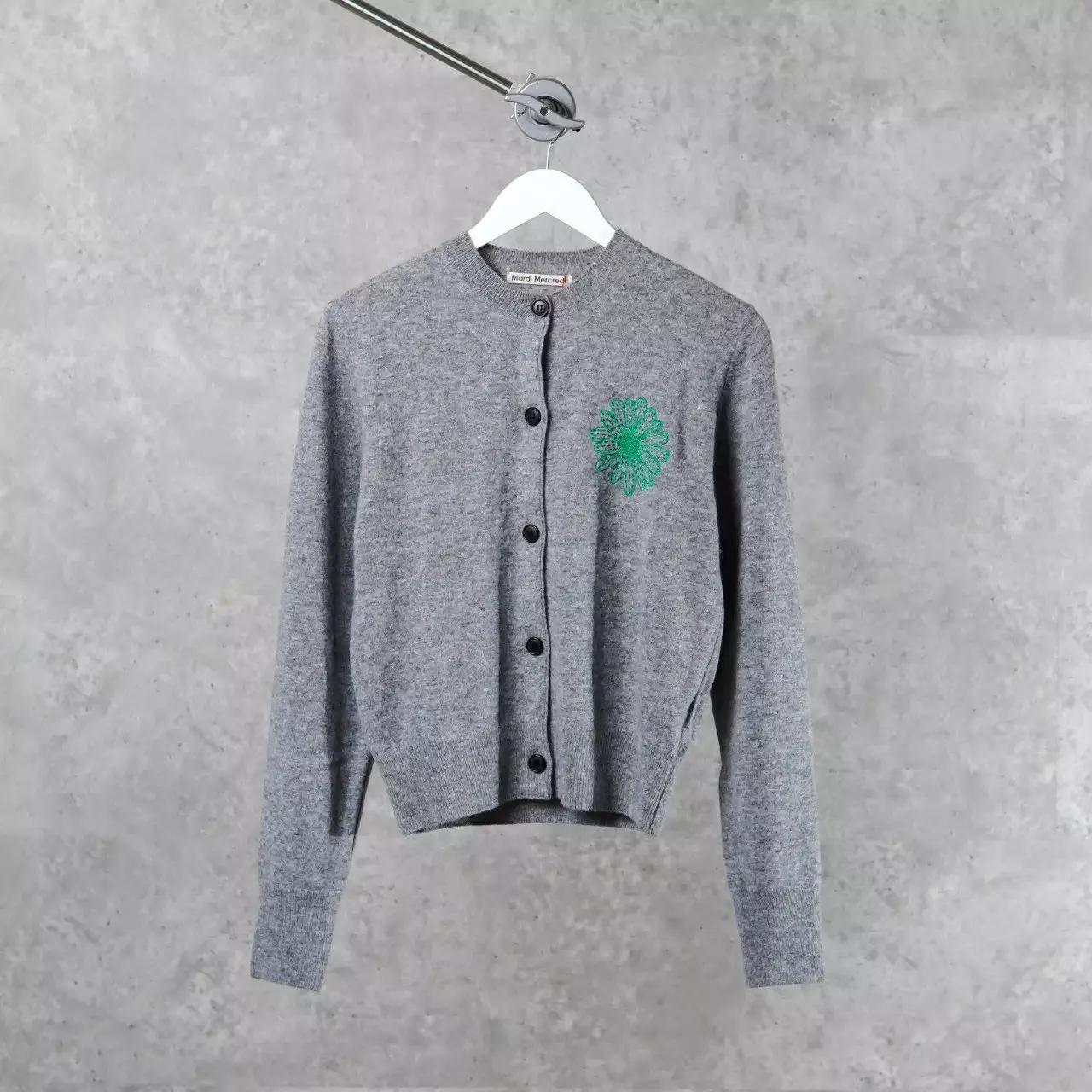 Jual Mardi Mercredi Cardigan MARDI MERCREDI FLOWER GREEN GREY KNIT
