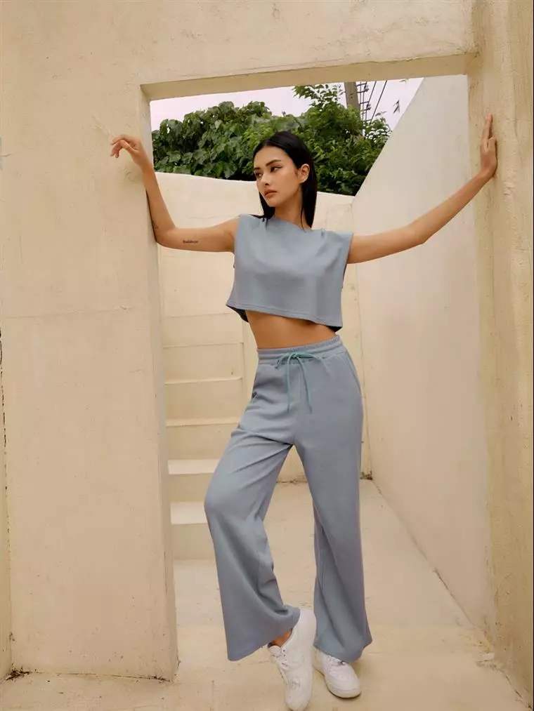 Buy OBSTYLE Waffle Shoulder Pad Short Top Without Sleeves