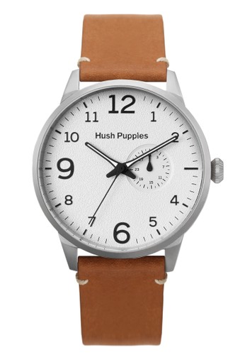 Hush Puppies Orbz Multifunction Men’s Watch HP 7151M.2501 White Silver Brown Leather