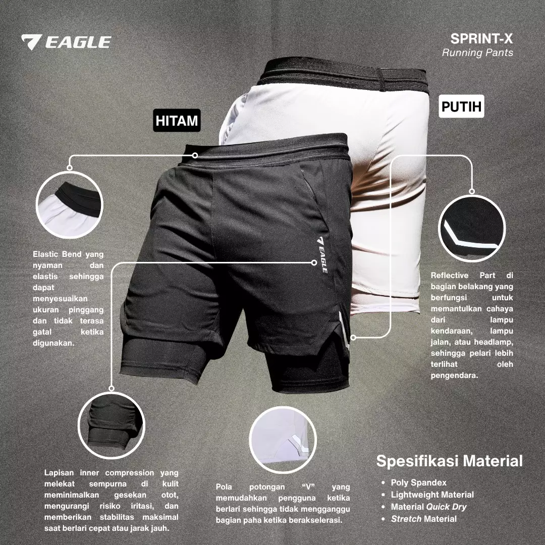 Eagle Pants Running Sprint - X - PUTIH