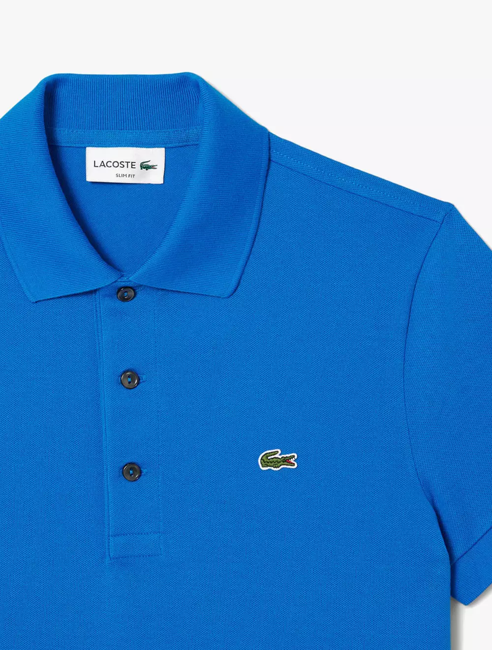 Slim Fit Stretch Mini Piqué Polo Shirt - Blue