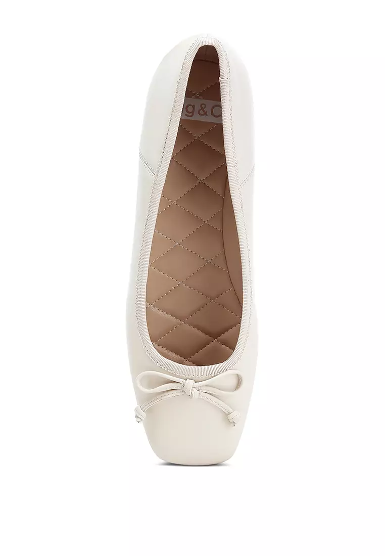 Buy Rag Square-Toe Bow Ballerinas in Beige 2025 Online ZALORA