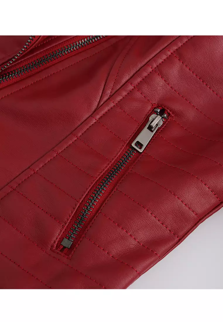 Cropped Faux Leather Jacket AD-D25