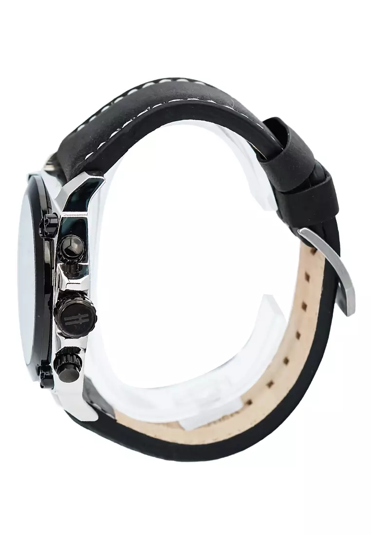 Condotti - Jam Tangan Chronograph Pria - Black - Leather Strap - CN5070-S03-L03