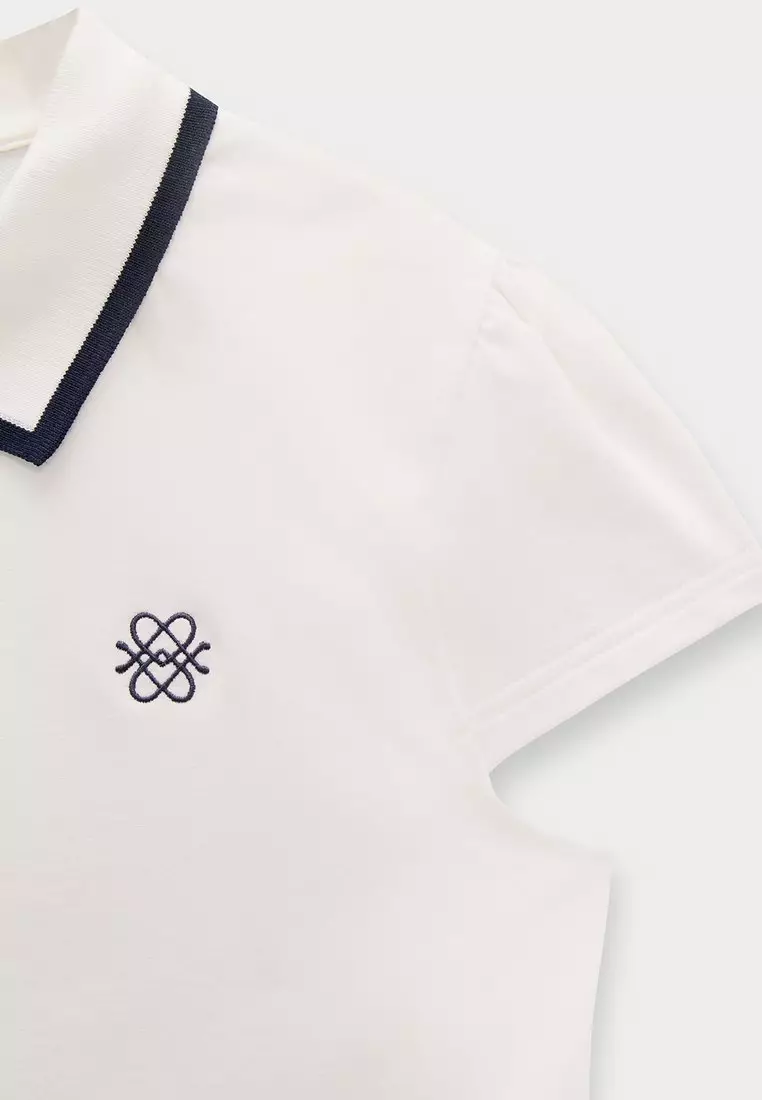 Polo Crop Top - White