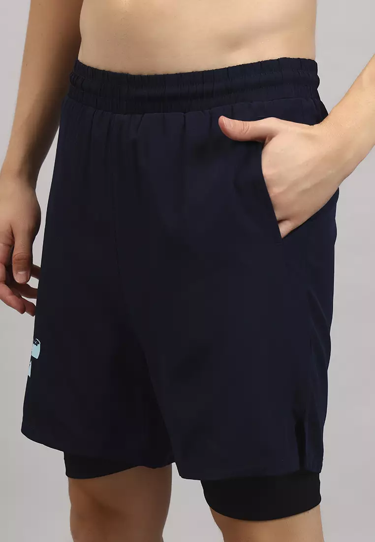 Men's Navy Training/Gym Dual Layer Shorts